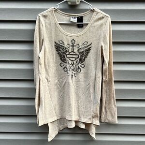 Harley Davidson | Beaded Waffle knit Thermal Long Sleeve Top size Medium